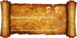 Demetrovics Vitold névjegykártya